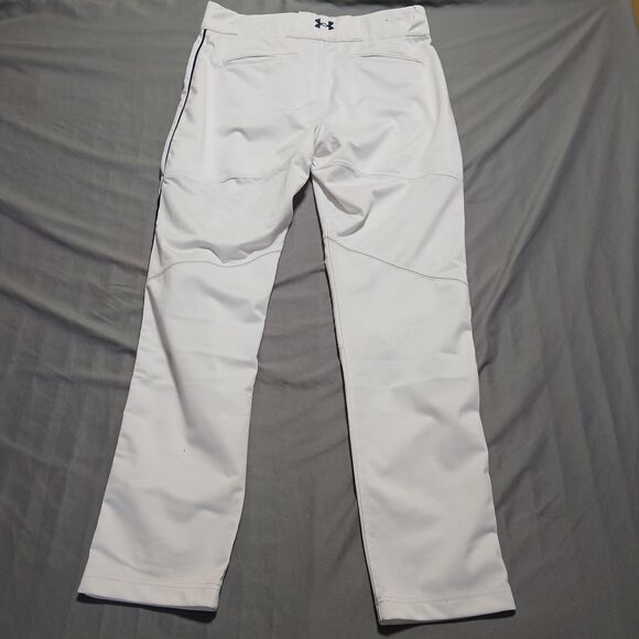 Under Armour Baseball Pants White Heat Gear Snap Button Stretch Mens Large 34x30 - Picture 7 of 13